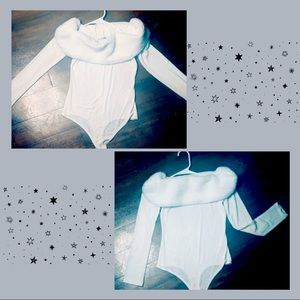 White Fur Top One Piece